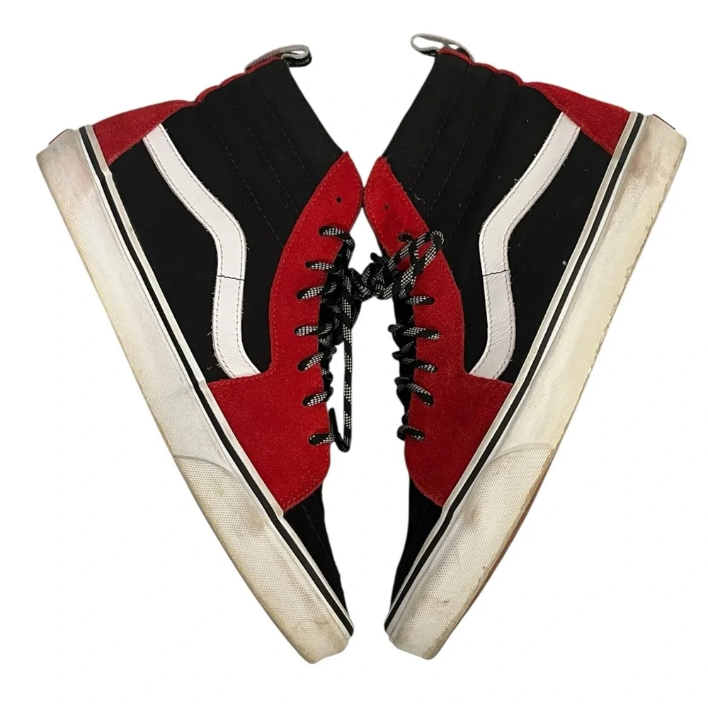 VANS | SK8-HI Red Black White‎ Off the Wall Since 1966 Script Men's Shoes 10.5
